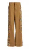 Christopher Esber Duke Embellished Cotton Chino Wide-leg Pants In Tan