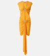 Christopher Esber Duo Bezel Cutout Jersey Minidress In Yellow