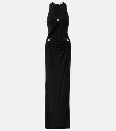 Christopher Esber Duo Bezel Quartz Jersey Maxi Dress In Black