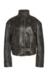 Christopher Esber Eddie Burnished Leather Jacket In Black