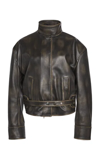 Christopher Esber Eddie Burnished Leather Jacket In Black
