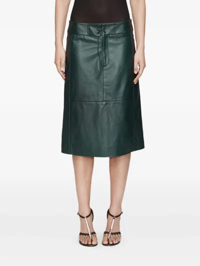 Christopher Esber Eddie Panelled Leather Midi Skirt In Green