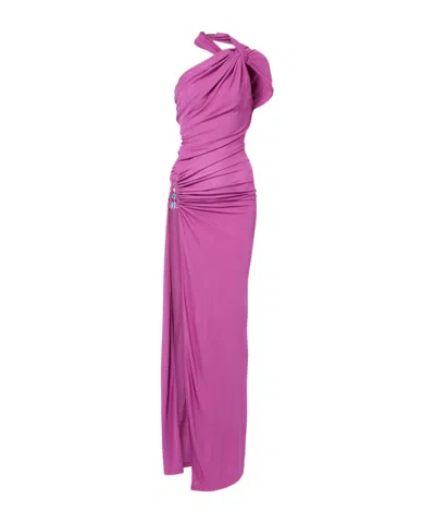 Christopher Esber Elegant Ruched Knit Dress In Pink
