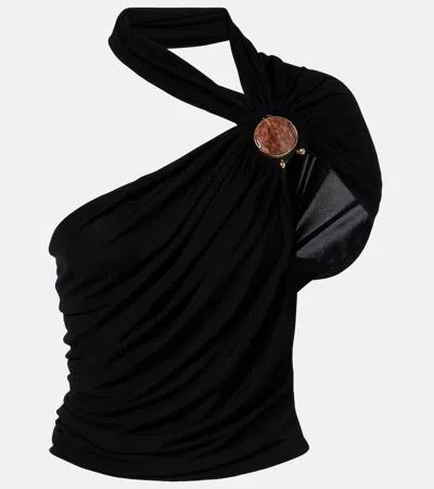 Christopher Esber Embellished Draped Jersey Top In Black