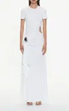 Christopher Esber Embellished Gathered Cutout Jersey Maxi Dress In White