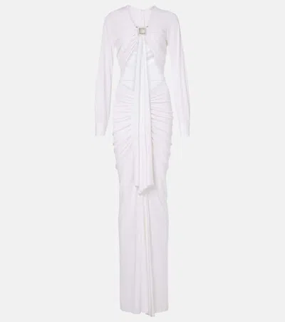 Christopher Esber Embellished Gathered Jersey Gown In White