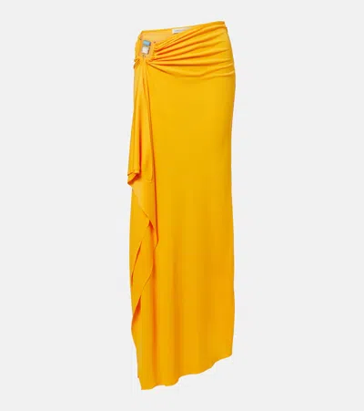 Christopher Esber Embellished Gathered Jersey Maxi Skirt In Yellow
