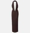 Christopher Esber Embellished Halterneck Maxi Dress In Brown