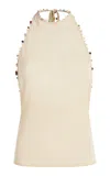Christopher Esber Embellished Knit Halter Tank Top In Off-white
