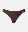 Christopher Esber Embellished Ring-detail Bikini Bottoms In Brown