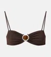 Christopher Esber Embellished Ring-detail Bikini Top In Brown
