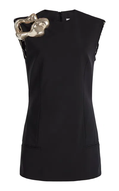 Christopher Esber Embellished Stretch-wool Mini Dress In Black