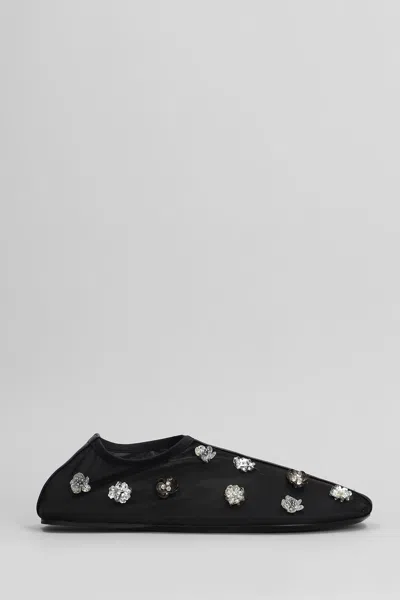 CHRISTOPHER ESBER EMBLA BALLET FLATS IN BLACK NYLON