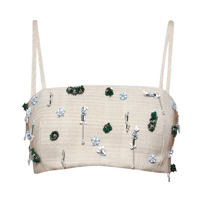 Pre-owned Christopher Esber Embla Beaded Bandeau 'ecru/multicolor' | Tan | Women's Size 4 In Brown