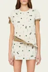 Christopher Esber Embla Beaded Crushed Tee In Putty Multi