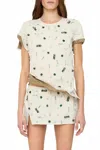 Christopher Esber Embla Beaded Crushed Tee In Putty Multi In White