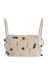 Christopher Esber Embla Beaded Bandeau Cropped Top In Neutral