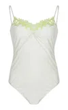 Christopher Esber Embroidered Knit Bodysuit In Green