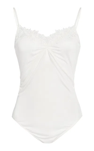 Christopher Esber Embroidered Knit Bodysuit In White