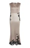 Christopher Esber Embroidered Knit Midi Dress In Taupe