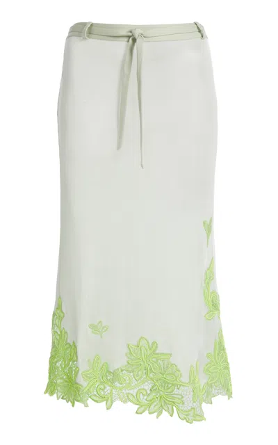 Christopher Esber Embroidered Knit Midi Skirt In Green