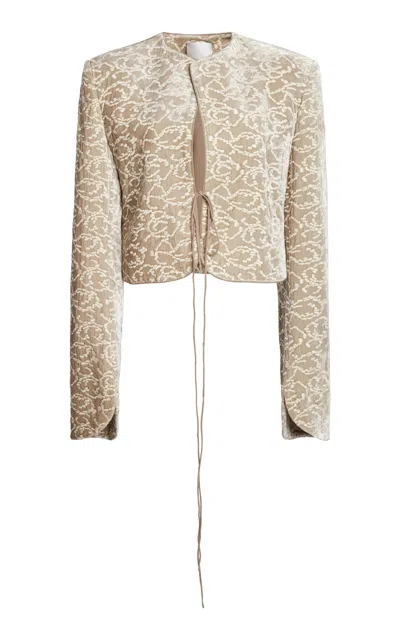 Christopher Esber Embroidered Velvet Silk Tie Jacket In Brown