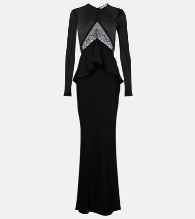 Christopher Esber Endrey Disconnect Lace-trimmed Gown In Black