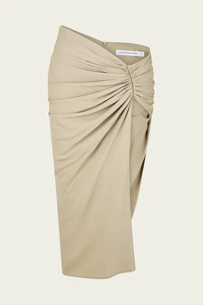 Christopher Esber Beige Euripides Midi Skirt In Stone