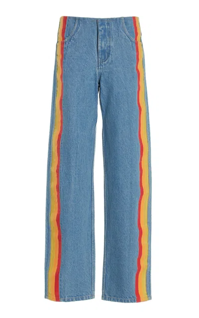 Christopher Esber Exclusive Deconstructed Rigid High-rise Straight-leg Jeans In Medium Wash