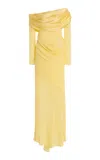Christopher Esber Exclusive Draped Off-the-shoulder Silk Maxi Dress In Yellow