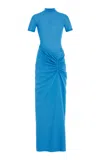 Christopher Esber Exclusive Fusion Ruched T-shirt Gown In Blue