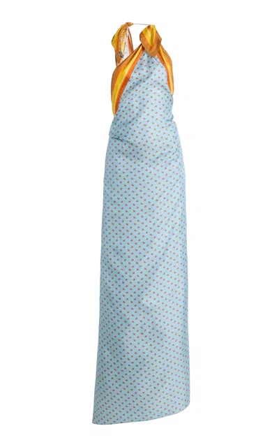 Christopher Esber Exclusive La Isla Bandana-print Silk-twill Pareo Cutaway Maxi Dress In Multi
