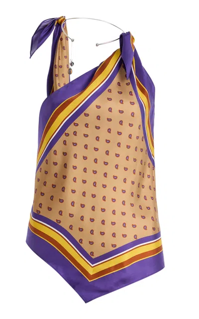 Christopher Esber Exclusive La Isla Bandana-print Silk-twill Scarf Tie Top In Brown