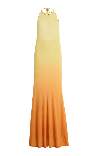 Christopher Esber Exclusive La Isla Beach Quartz Cotton-blend Maxi Halter Dress In Orange