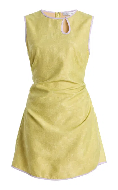 Christopher Esber Exclusive Light Leak Jacquard Loophole Mini Dress In Yellow