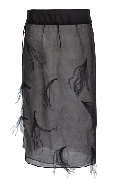 Christopher Esber Falseta Encased Feather Silk Skirt In Multi