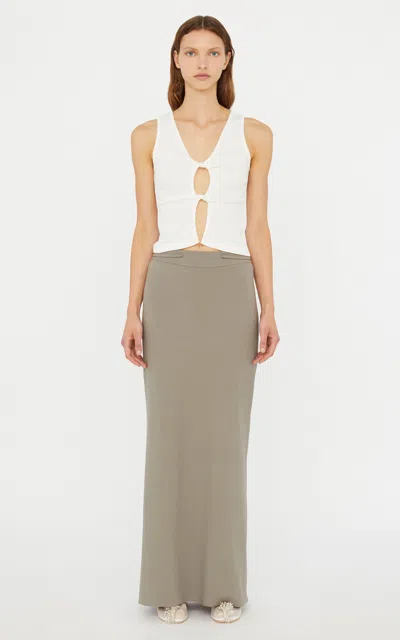 Christopher Esber Fasten Wool Maxi Skirt In Brown