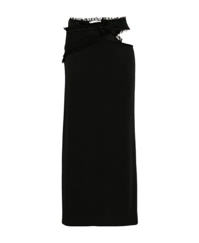 Christopher Esber Feather-trim Cut-out Maxi Skirt In Black