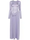 Christopher Esber Ribbed Cowl Hip Dress Lavender In Purple