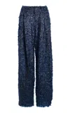 Christopher Esber Fish Scale Sequined Wide-leg Pants In Blue