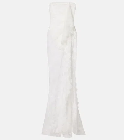 Christopher Esber Floating Draped Lace Gown In White