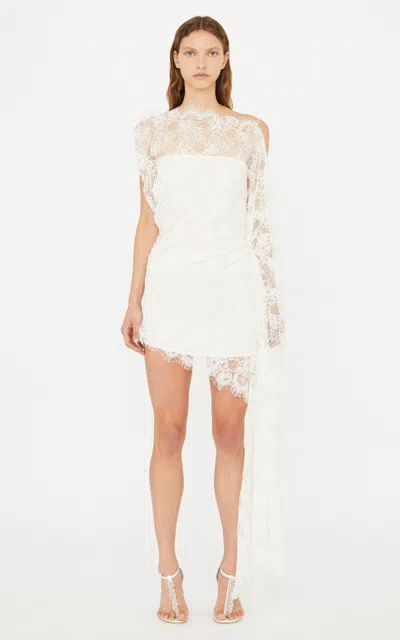 Christopher Esber Floating Lace Cotton Mini Dress In White