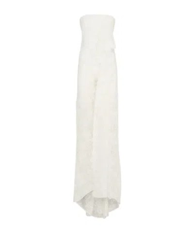 Christopher Esber Floating Lace Strapless Gown In White