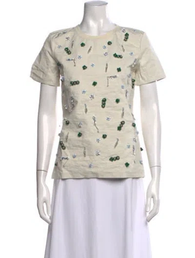 Pre-owned Christopher Esber Floral Print Crew Neck T-shirt W/ Tags In White