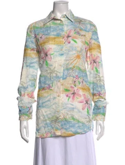 Pre-owned Christopher Esber Floral Print Long Sleeve Button-up Top W/ Tags In Multicolor