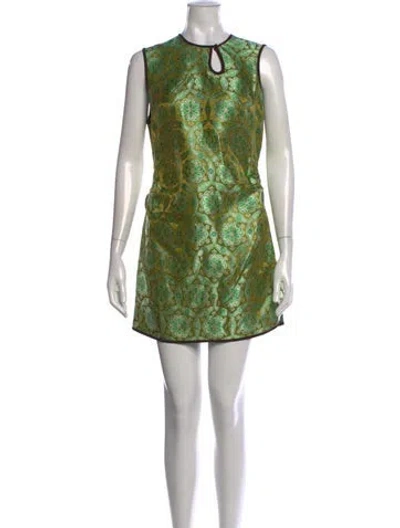 Pre-owned Christopher Esber Floral Print Mini Dress In Green