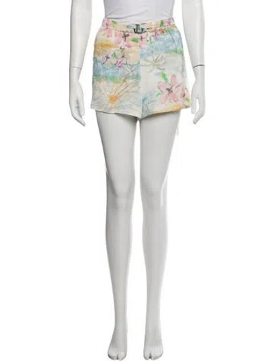 Pre-owned Christopher Esber Floral Print Mini Shorts In White