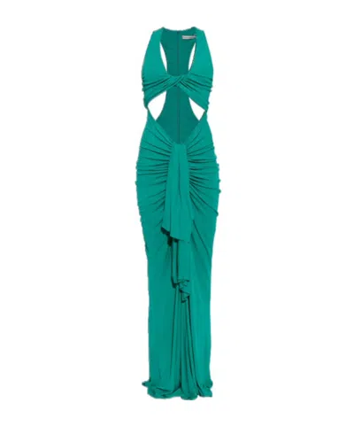 Christopher Esber Vivenda Maxi Draped Cutout Dress In Green
