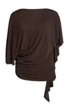 Christopher Esber Fluted Backless Jersey Top In Brown
