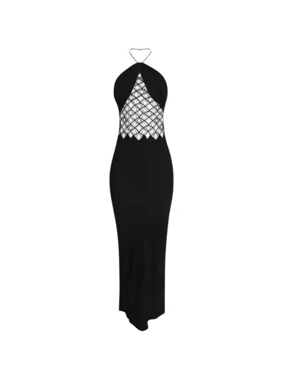Christopher Esber Fluted Silk Column Dress In Black